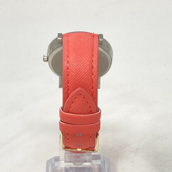 Accutime Owl Watch Women 35mm Silver Tone Coral Faux Leather Glitter New Battery - Picture 6 of 16